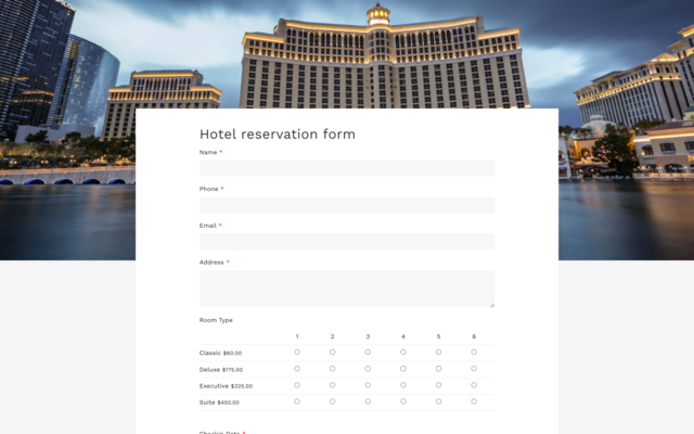 Hotel reservation form