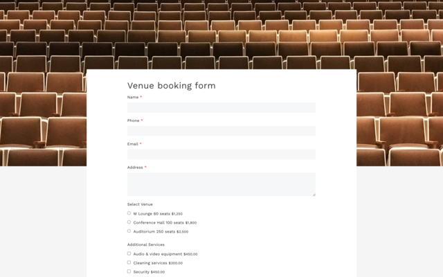 Venue booking form