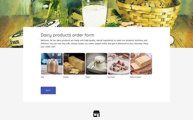 Dairy products order form