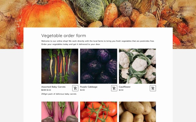 Vegetable order form