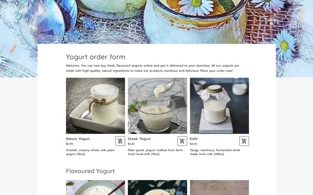 Yogurt order form