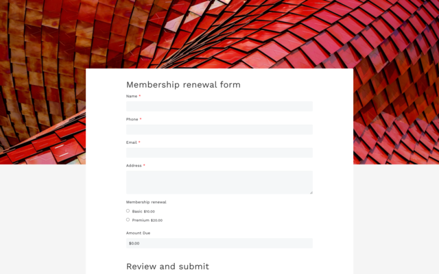 Membership renewal form