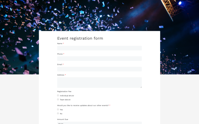 Event registration form