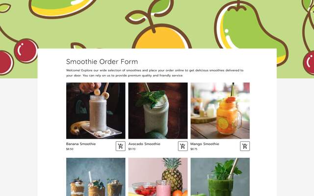 Smoothie order form